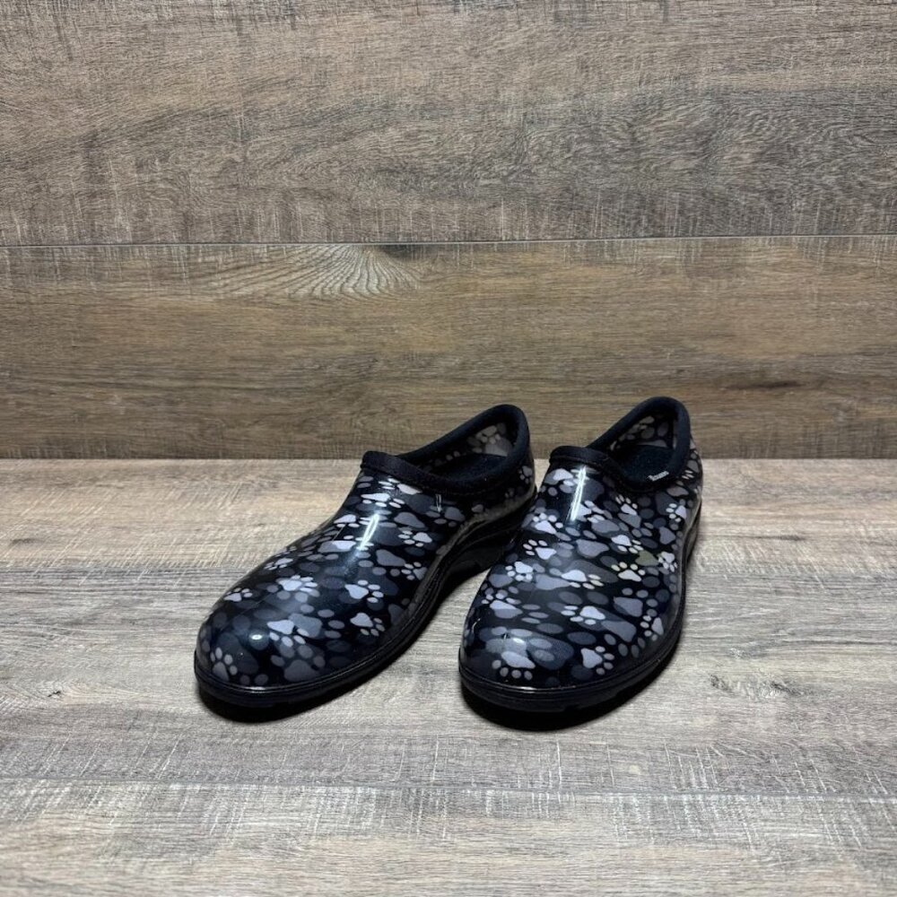 Sloggers Waterproof Paw Print Black/White Garden Shoe Women's Size 11